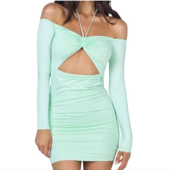 Princess Polly Sexy Cut Out Taylor Mini Dress Pistachio Size 12 - Picture 3 of 14